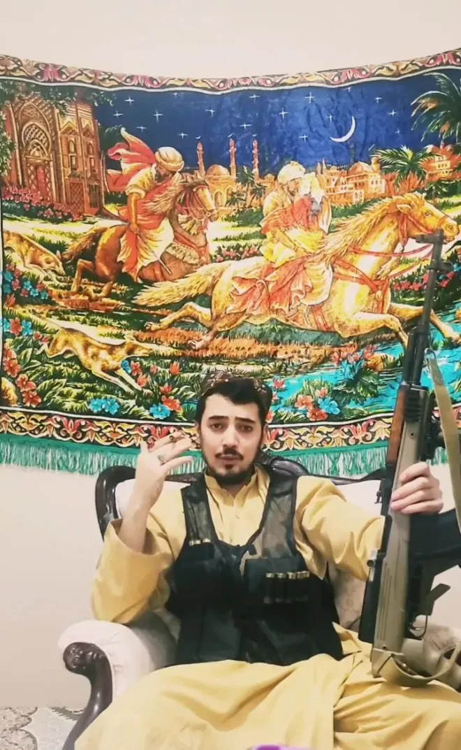 A screenshot from a video posted to YouTube of Bezhani Sarvar, who is accused in a shooting at Edmonton City Hall on Tuesday, January 23, 2024.
